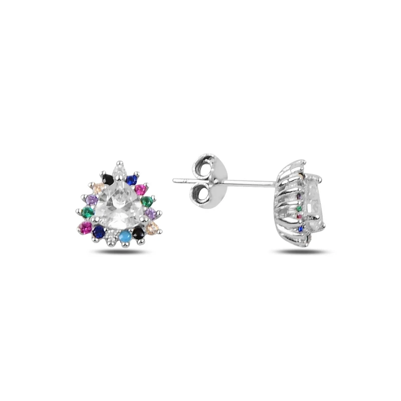 

Silver 925 Sterling Zircon CZ Triangle Stud Earrings