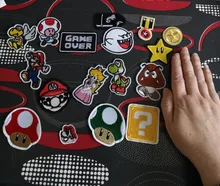 Parches de personaje del juego de Super Mario bros, 17 Uds., ropa de hierro, accesorios de princesa, Tortuga, apliques bordados