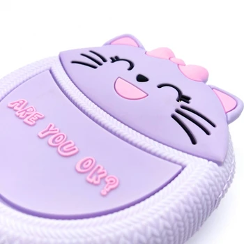 

Original purple coin purse for girl and woman with zipper and cat design. Bag for USB or headphones.