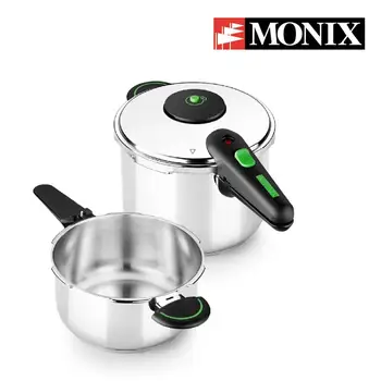 

MONIX Presto - Set pressure pots 4 + 6 liters stainless steel 18/10 fit all kinds of kitchens, gas, hob and induction