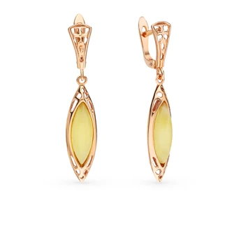 

Silver earrings with amber sunlight sample 925