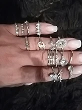 Docona 15 unids/set Vintage de Color plata anillos para las mujeres de cristal claro de piedra corazón hueco geométrico boda anillos de joyería 8946