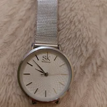 SK-Reloj de pulsera superfino para mujer, de malla plateada, de acero inoxidable, informal, de lujo, 2020