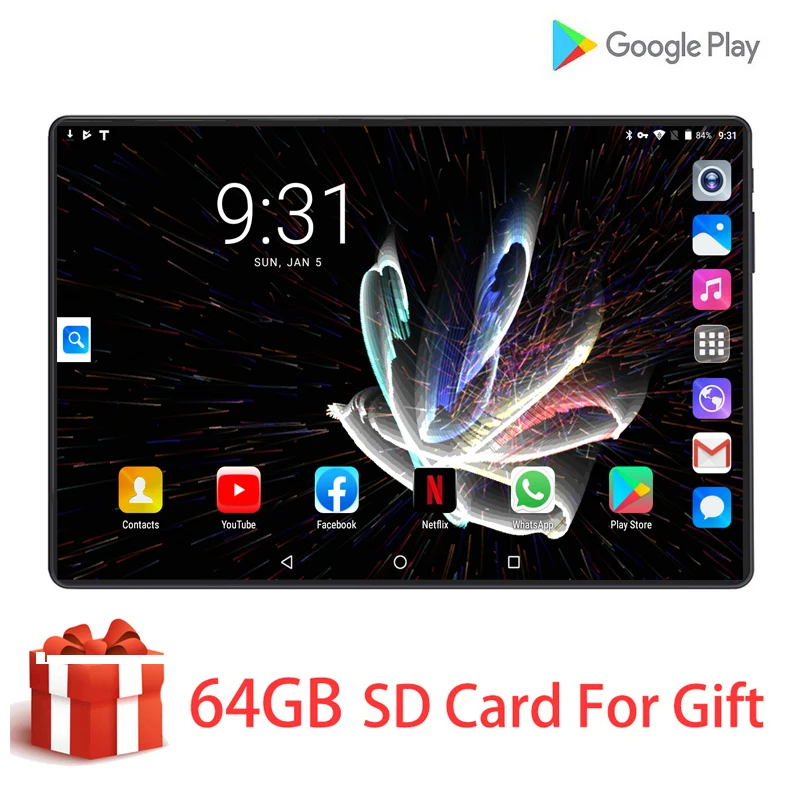 Octa Core Tablet PC 4G LTE Android 9.0 Tablets MTK 6GB RAM 128GB ROM Wifi GPS Phone call 10 Inch Gl
