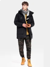  Golden Camel Outdoor Camping Waterproof Mid-length Down Jacket for Men 2021 Winter Thick Tooling 80% White Duck Down Warm Jacket 