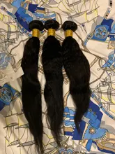 Rizado rizado mechones 100% mechones de cabello humano postizo mechones no Remy Yaki grueso de la armadura del pelo recto 3/4 Pc/lote manojos de pelo barato mechones