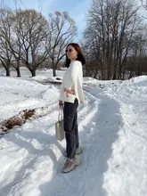 Sweater Pullovers Mock-Neck Beige Purple Winter Green 8-Colors High-Quality Women C-232