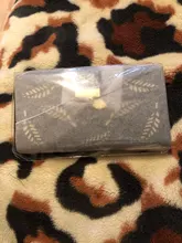 Cartera larga de piel sintética para mujer, bolso dorado con hojas ahuecadas, monedero, tarjetero