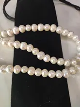 DOTEFFIL de perlas naturales de 8mm blanco/rosa/púrpura de Plata de Ley 925/16/18/20 pulgadas collar en cadena mujer compromiso joyería de la boda