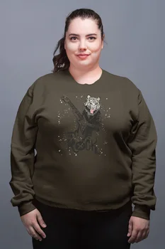 

Angemiel Born To Wear Rock Guitarist Tiger Green Women Sweatshirts