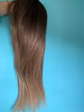 Pelucas de cabello Natural para Mujeres Afro, pelo sintético largo y liso, color marrón ombré, resistente al calor, a la moda, para Cosplay diario