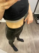 Trousers Pencil-Pants Faux-Leather Skinny High-Wasited Fleece Stretchable Autumn Women