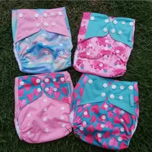 Reusable Baby Nappy Diaper-Cover Pocket-Diaper OS New-Print Hot-Sale 4pcs/Set
