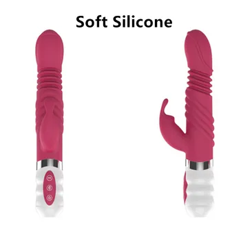 Soft Silicone Vibrators Sex Toys for Woman Vagina Massager Heating Thrusting Stimulator Dicks Clitoris G-spot Dual Vibration 3