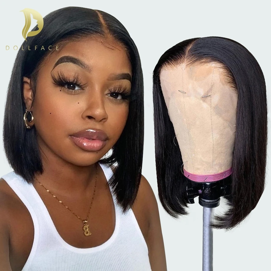 Bob Wig Short Brazilian Bone Straight Cheap Human Hair Wigs For Black Women Black Wig T Part Lace Bob Human Hair Wig Pre Plucked