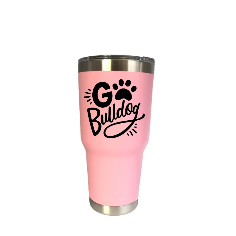 30 oz pink Go Bulldogs 30oz тумблер дорожная Автомобильная кружка с двойными стенками Изолированная вакуумная фляжка термос из нержавеющей стали термос для воды, кофе чашка - Цвет: 30 oz pink