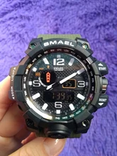 Reloj pulsera militar de hombre resistente al agua 50 m, reloj LED de cuarzo deportivo hombre, reloj deportivo para hombre 1545 S Shock