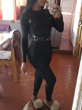 FQLWL-mono Sexy de manga larga para mujer, traje de una pieza con cuello de tortuga, color marrón, blanco y negro, para invierno