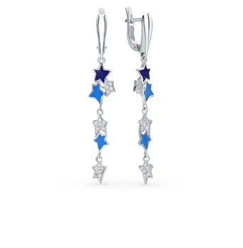 

Silver earrings with cubic zirconia and enamel sunlight