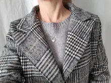 Plaid Coat Pocket-Jackets Cashmere Autumn Winter Long Women Outwear Warm Thickness Casual