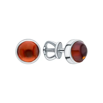 

Silver earrings with amber sunlight