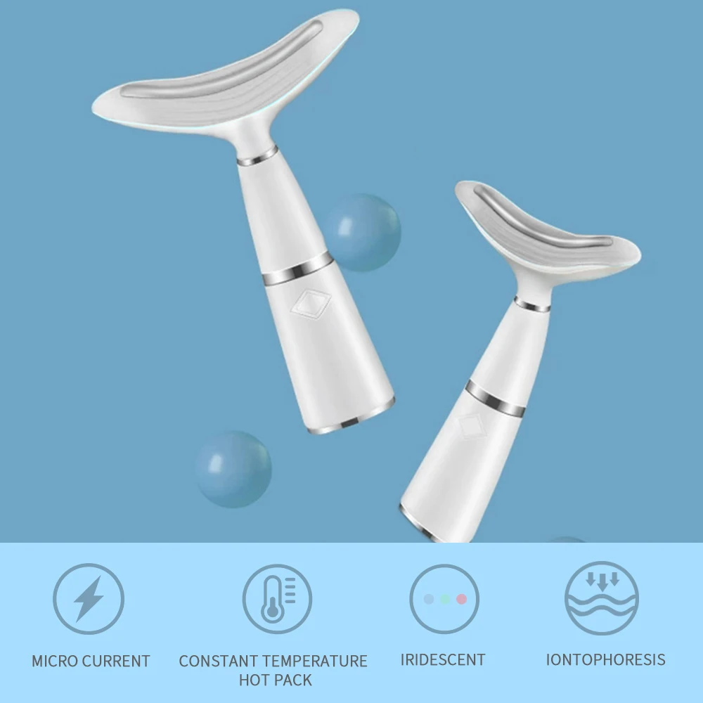 Pescoço e Face Cores Fóton Terapia Lifting Ferramenta Ipl Vibração Pele Apertar Reduzir Queixo Duplo Anti-rugas Remover Dispositivo 3 Led 7 3 cores led fóton terapia pescoço e