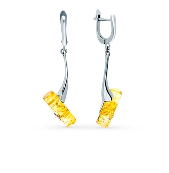 

Silver earrings with amber sunlight sample 925