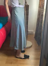 Marchitas de verano faldas mujer moda 2020 midi faldas Inglaterra Oficina satén alto cintura simple Falda larga elegante de las mujeres