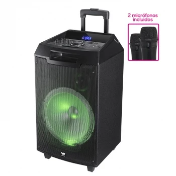 

Woxter Rock'n'Roller XL - Altavoz karaoke, 100W, X2 Micrófonos Inalámbricos, Portátil, Trolley, Batería, Tarjetas SD, USB
