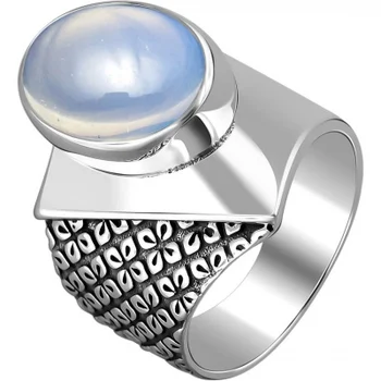 

Esthete ring with 1 Moonstone made of black silver