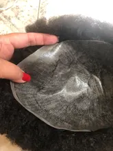 Peluquín Afro de 6mm para hombres, cabello humano afroamericano, peluca de piel completa de 8x10 pulgadas