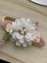 Diademas de flores para bebé, cintas elásticas de nailon hechas a mano con flores para niña recién nacida, 3 estilos