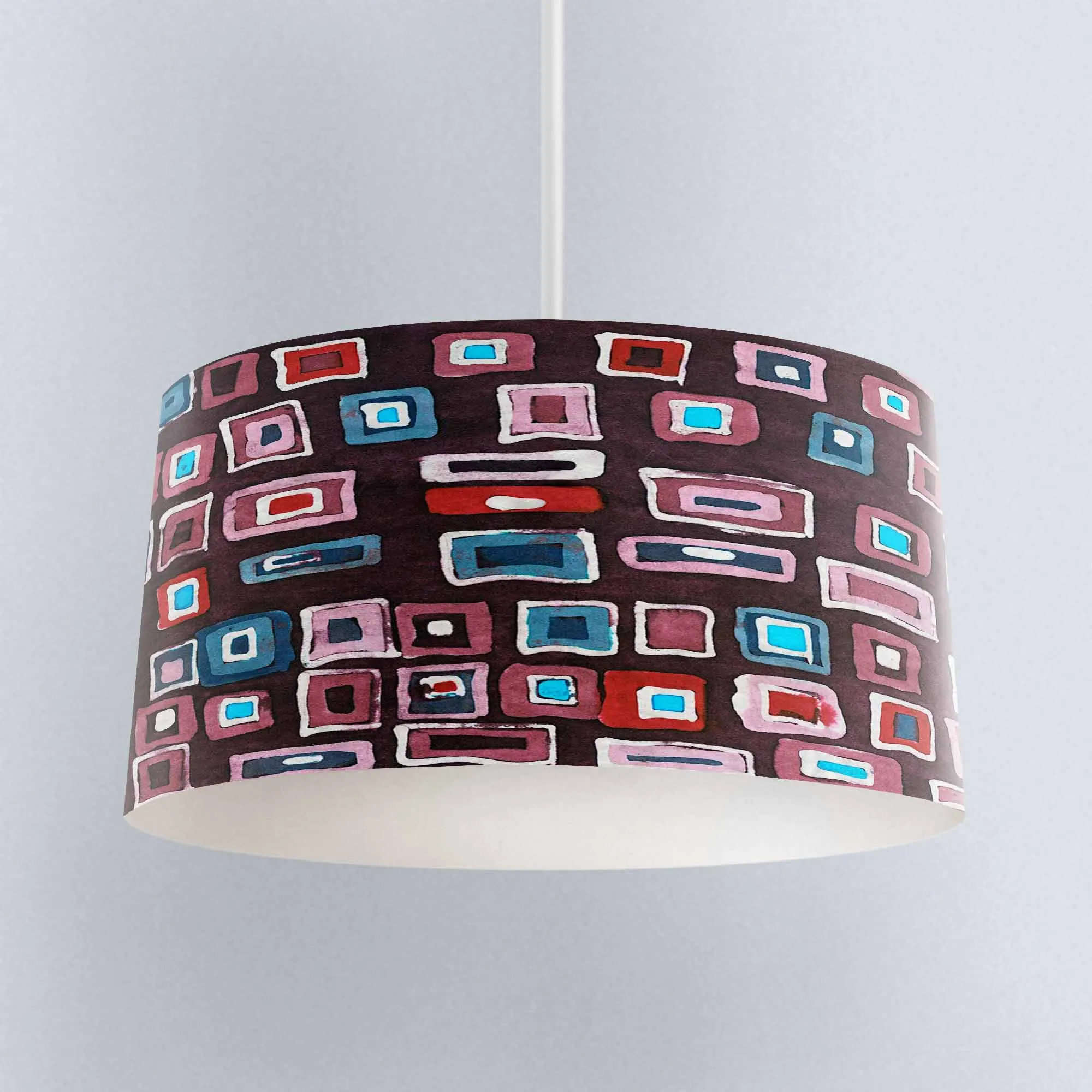 ^*Best Offers Else Blue Red Brown Square Boxes Digital Printed Fabric Chandelier Lamp Drum Lampshade Floor Ceiling Pendant Light Shade ^*Best Offers Else Blue Red Brown Square Boxes Digital Printed Fabric Chandelier Lamp Drum Lampshade Floor Ceiling Pendant Light Shade