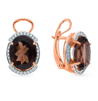 

Silver earrings with раухтопазами and cubic zirconia sunlight
