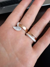 AENINE-anillo de bodas de acrílico con números romanos, diseño Original, joyería para mujeres, Anillos de compromiso de acero inoxidable de oro rosa AR17162