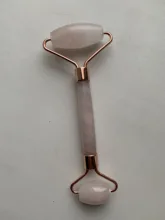Rodillo de cuarzo rosa natural para masaje facial, rodillo para masaje facial con piedra de jade natural, adelgazante, eliminación de arrugas en cara y barbilla, herramienta para el cuidado de la belleza
