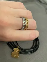 Anillo de metal con diseño de oso, joyería para la mano en ácero inoxidable, enchapado en oro y plata en tallas 6-8, 1 unidad