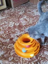 Torre de juguete para gato, torreón de tres niveles con pista de disco y pelota de entrenamiento, plato de diversión, triple, para inteligencia de mascotas