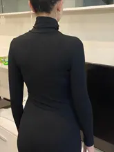 Short-Dress Wear Tight Long-Sleeve High-Collar Sexy Black Mini Sports Womens Summer