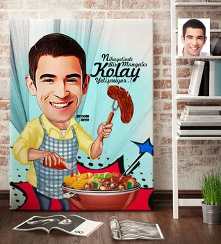 

Personalized Mr Mangalcı Cartoon Canvas Table (70x100 cm.) 1