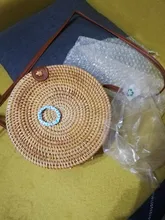 Gusure-Bolso de mimbre tejido para mujer, bandoleras cruzadas hechas a mano de verano para la playa, pequeñas, de hombro redondo de paja