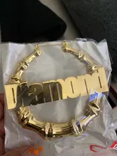 DOREMI-pendientes de aro de bambú de acero inoxidable, personalizables, con nombre, estilo bambú, con palabras llamativas