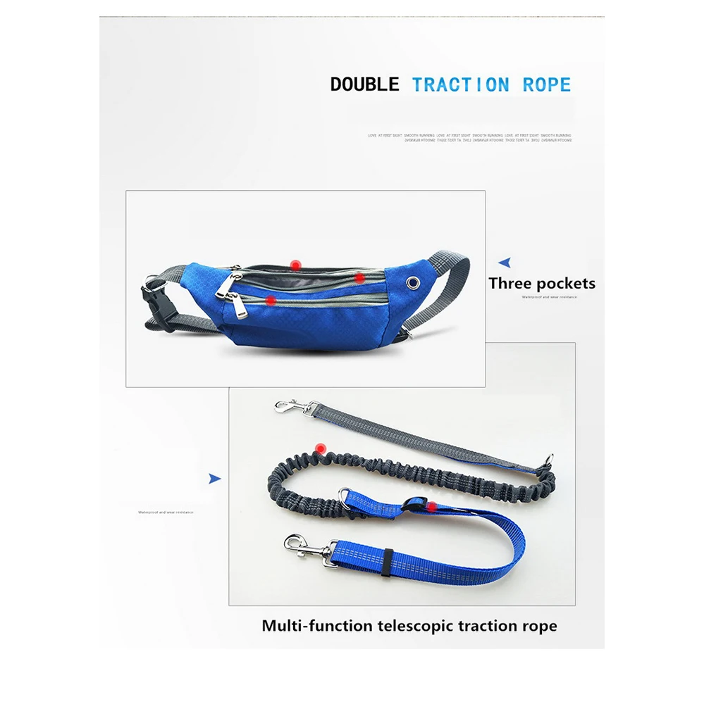 Dog Leads Harnesses Waist waterproof Pockets Running Jogging Dog Leashes chain 30g4120