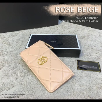 

100% Lambskin Genuine Leather Luxury Brand, 19 Phone and Card Holder, New Season, Cellphone Pouch, Famous Designer, Top Quality