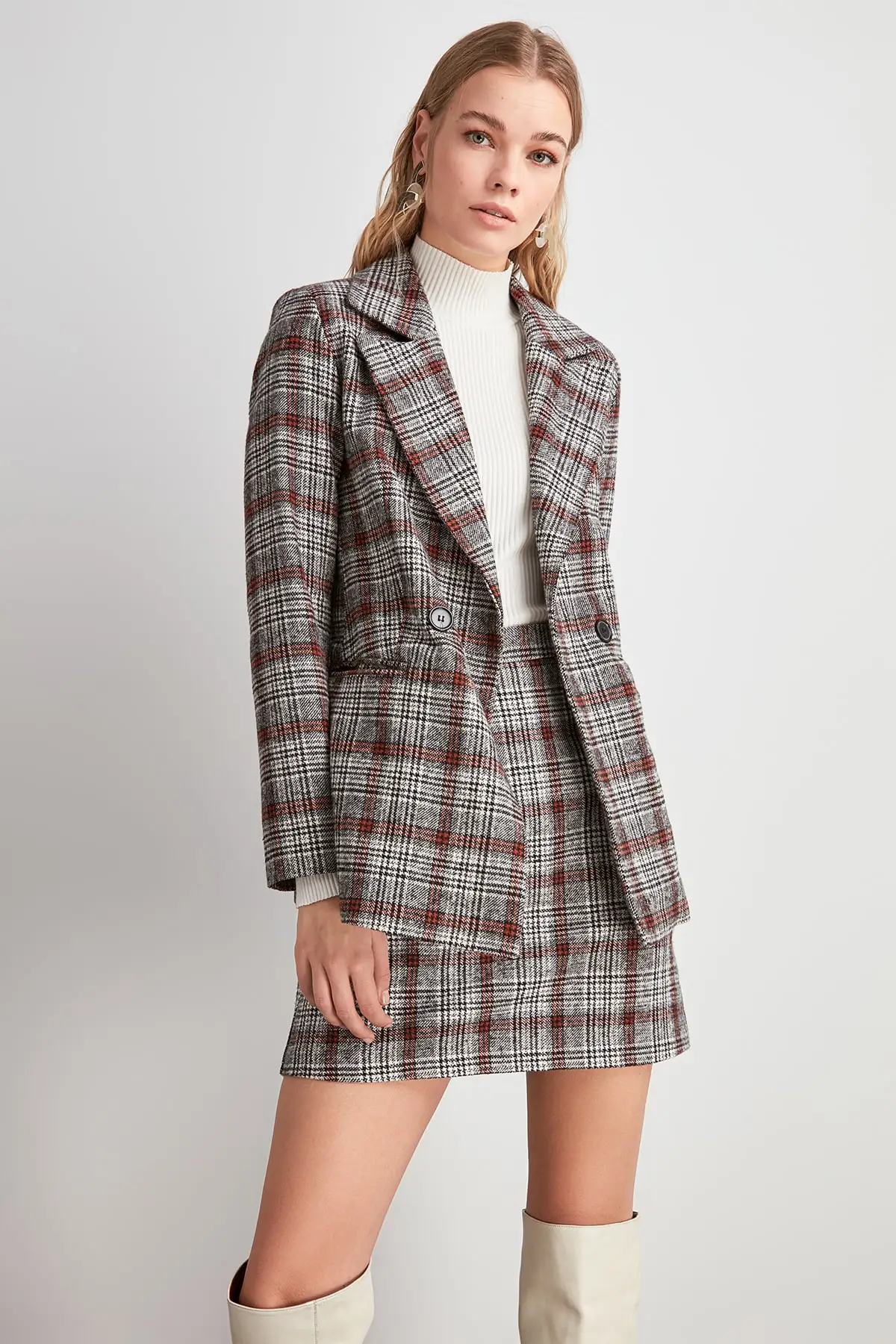 Trendyol Plaid Coat TWOAW20CE0382 | Женская одежда