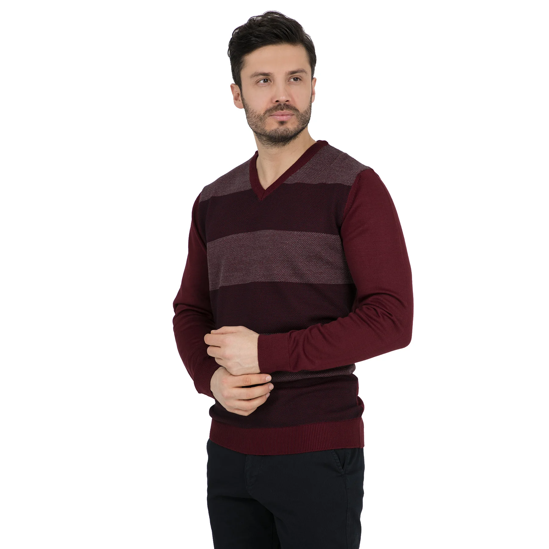 Buratti V-Neck Sweater MALE SWEATER 430VY2034 - Цвет: Бордовый Темно-синие