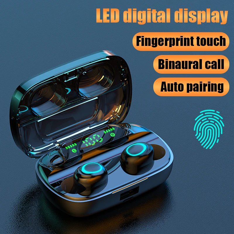 2020 neue Drahtlose Bluetooth Kopfhörer 5,0 mit 3500mAh Lade Fall HIFI Stereo Headset Wahre Drahtlose Ohrhörer in ohr Kopfhörer