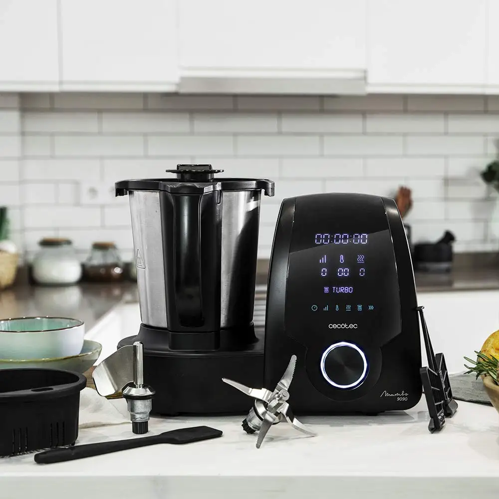 Cecotec Mambo – Robot de cocina con 23 Funciones. Pantalla Digital. Gran Capacidad de 3,3 Litros, 10 Velocidades y Temporizador Ajustable. Recetas Incluidas. Hasta 3 Platos a La Vez. Elige entre 7090- 8090 – 9090