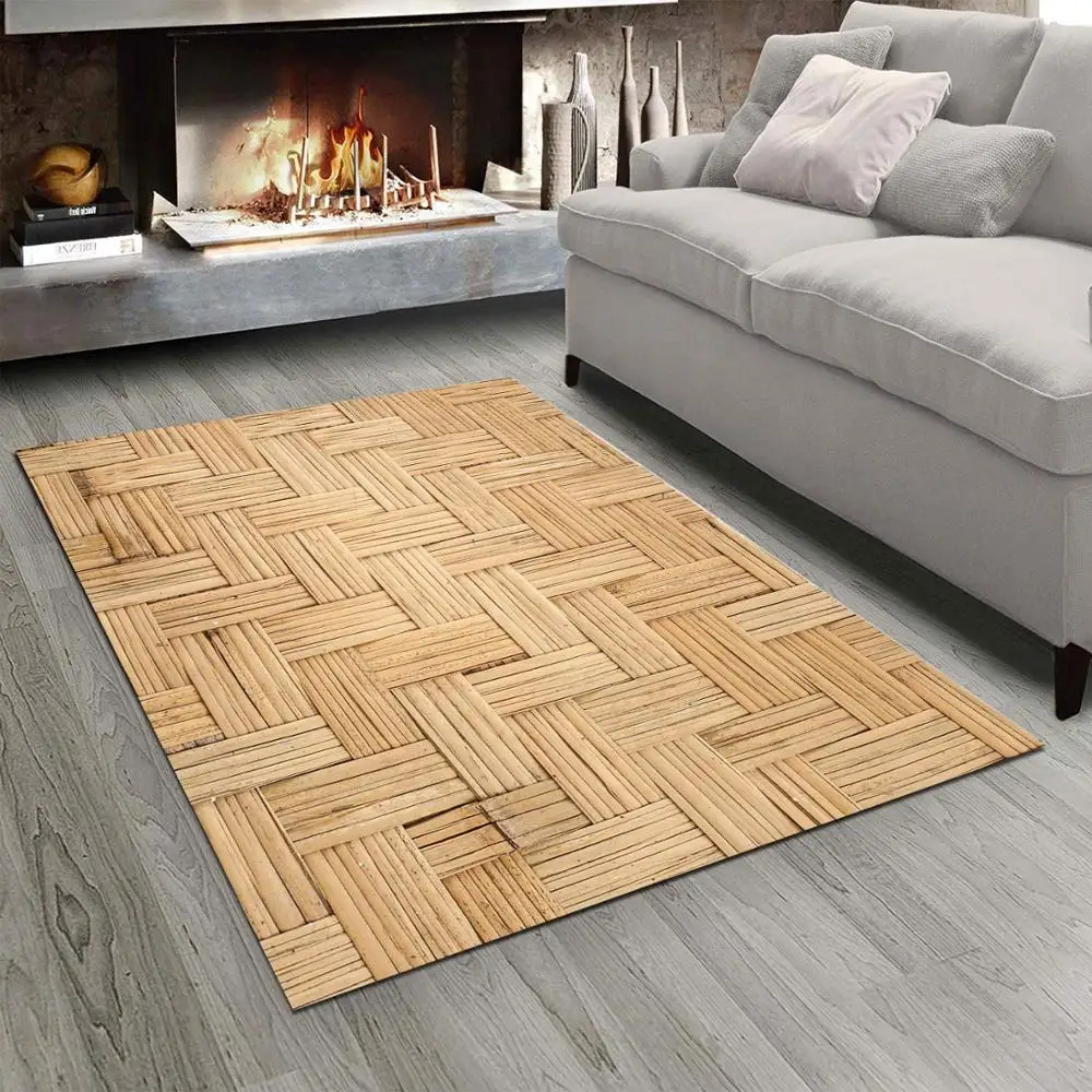 Else Brown Bamboo Design 3d Print Non Slip Microfiber Living Room