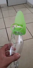 Botella de agua portátil para mascotas, tazón de viaje de 580ml con diseño de hojas de silicona suave para cachorros y gatos, dispensador de agua para mascotas al aire libre